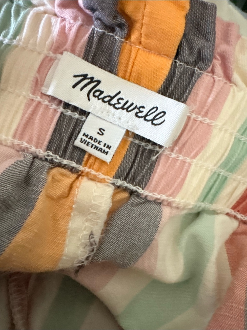 Madewell Smocked Waist Pull On Rainbow Stripe Shorts - Picture 7 of 8